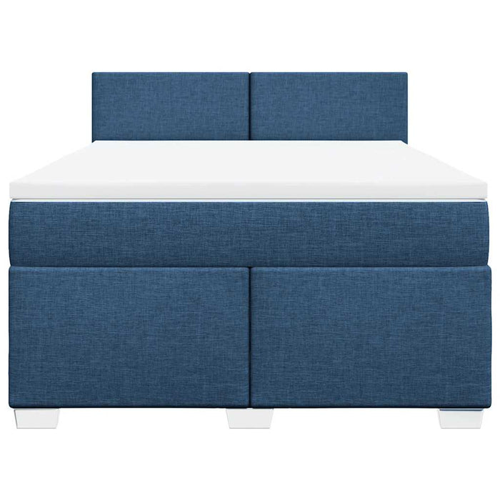 Pat box spring cu saltea, albastru, 140x200 cm, textil - WALTI WALTI