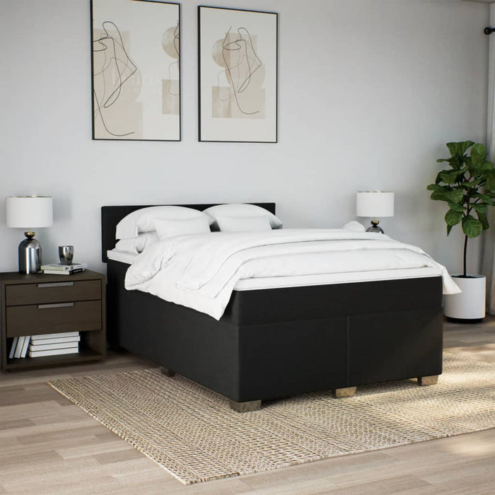 Pat box spring cu saltea, negru, 140x190 cm, textil - WALTI WALTI