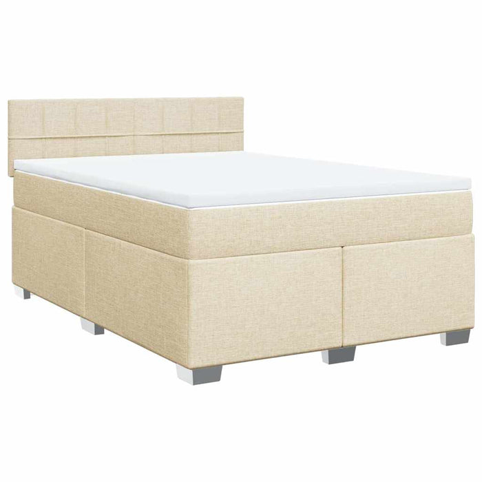 Pat box spring cu saltea, crem, 140x200 cm, textil - WALTI WALTI