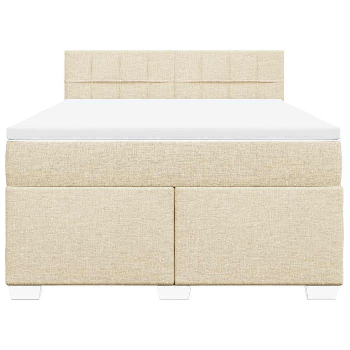 Pat box spring cu saltea, crem, 140x200 cm, textil - WALTI WALTI