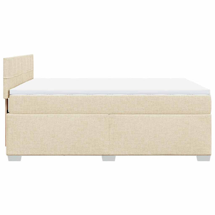 Pat box spring cu saltea, crem, 140x200 cm, textil - WALTI WALTI