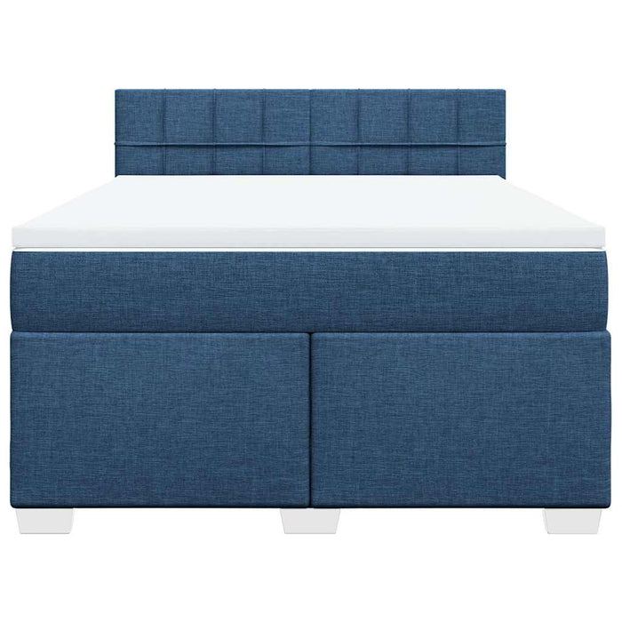 Pat box spring cu saltea, albastru, 140x200 cm, textil - WALTI WALTI