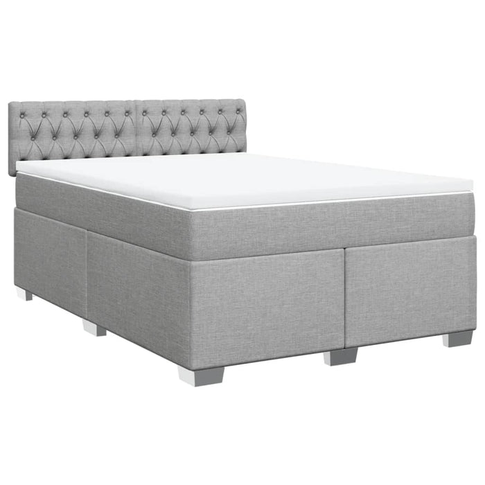 Pat box spring cu saltea, gri deschis, 140x190 cm, textil - WALTI WALTI