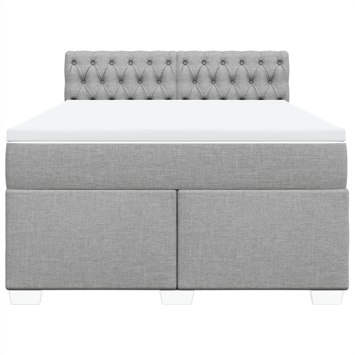 Pat box spring cu saltea, gri deschis, 140x190 cm, textil - WALTI WALTI