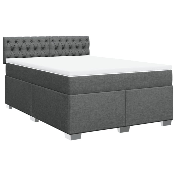 Pat box spring cu saltea, gri închis, 140x190 cm, textil - WALTI WALTI