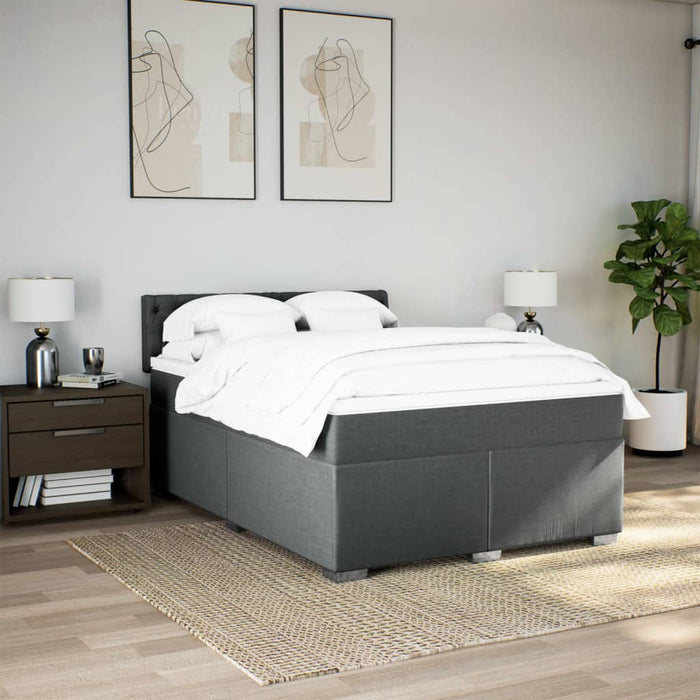 Pat box spring cu saltea, gri închis, 140x190 cm, textil - WALTI WALTI