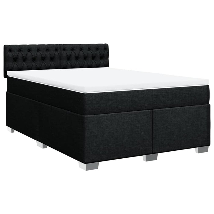 Pat box spring cu saltea, negru, 140x190 cm, textil - WALTI WALTI