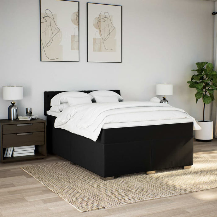 Pat box spring cu saltea, negru, 140x190 cm, textil - WALTI WALTI