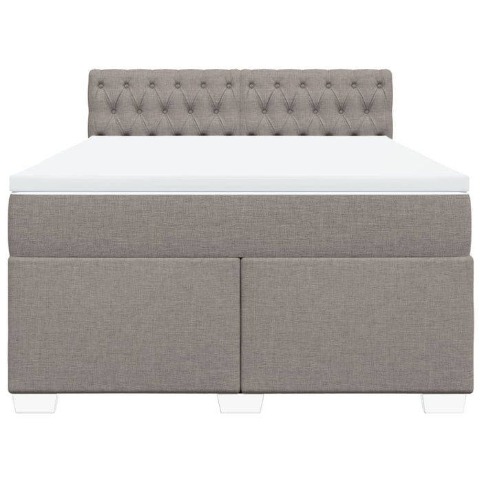 Pat box spring cu saltea, gri taupe, 140x200 cm, textil - WALTI WALTI