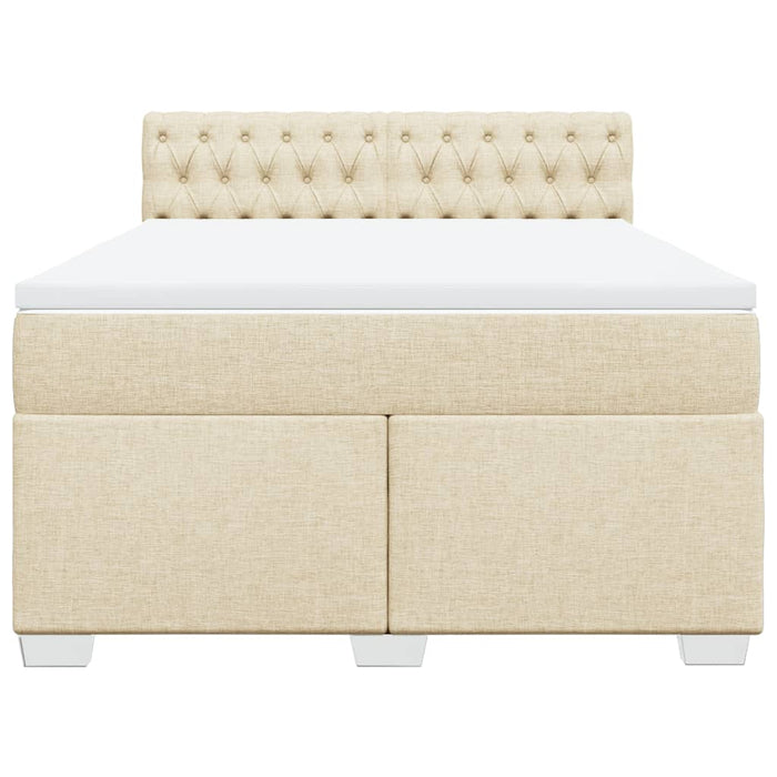 Pat box spring cu saltea, crem, 140x200 cm, textil - WALTI WALTI