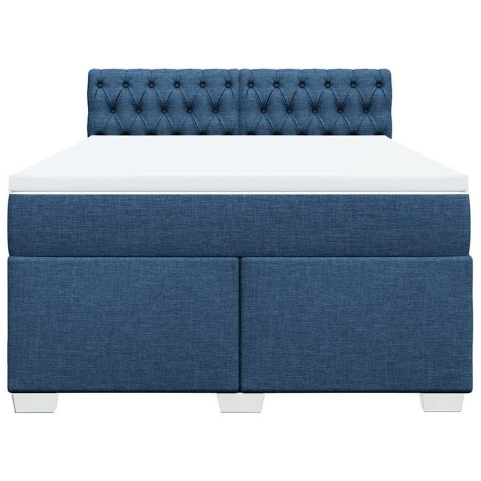 Pat box spring cu saltea, albastru, 140x200 cm, textil - WALTI WALTI