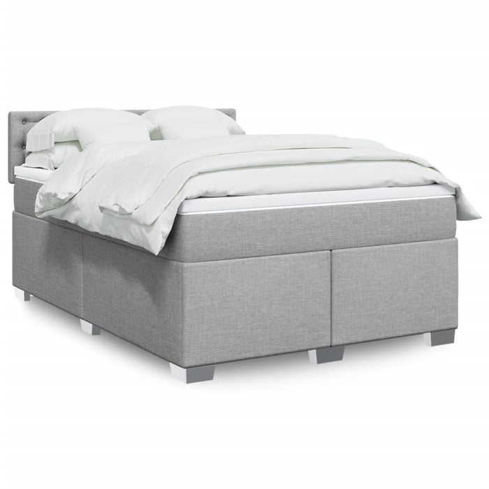 Pat box spring cu saltea, gri deschis, 140x190 cm, textil - WALTI WALTI