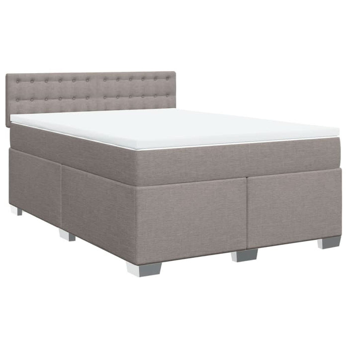 Pat box spring cu saltea, gri taupe, 140x200 cm, textil - WALTI WALTI