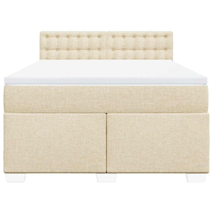 Pat box spring cu saltea, crem, 140x200 cm, textil - WALTI WALTI