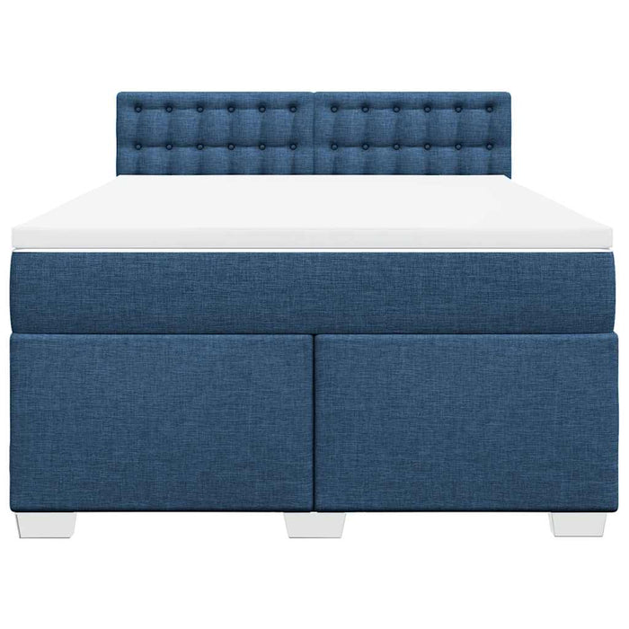 Pat box spring cu saltea, albastru, 140x200 cm, textil - WALTI WALTI