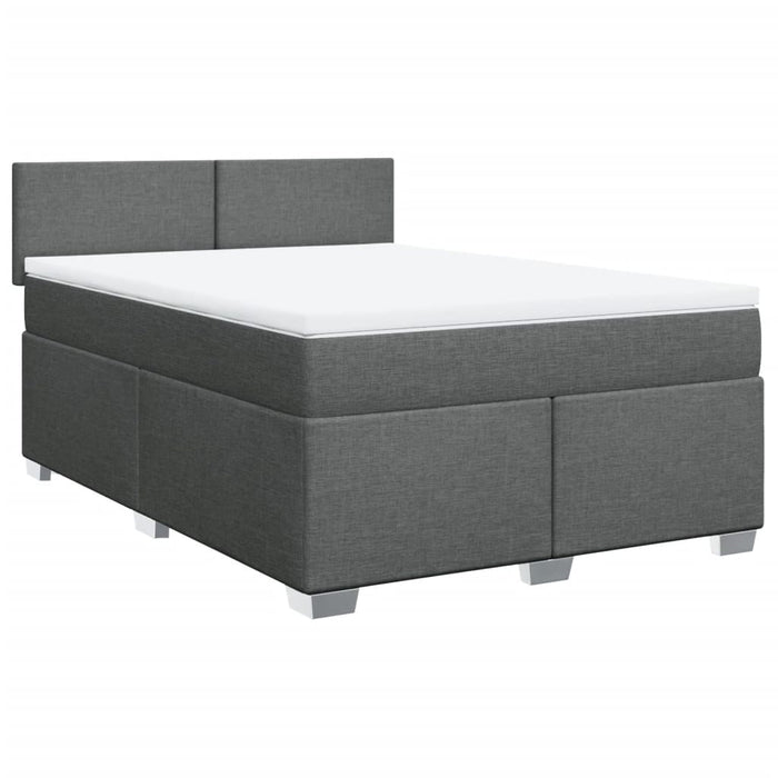 Pat box spring cu saltea, gri închis, 140x200 cm, textil - WALTI WALTI