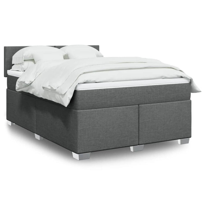 Pat box spring cu saltea, gri închis, 140x200 cm, textil - WALTI WALTI