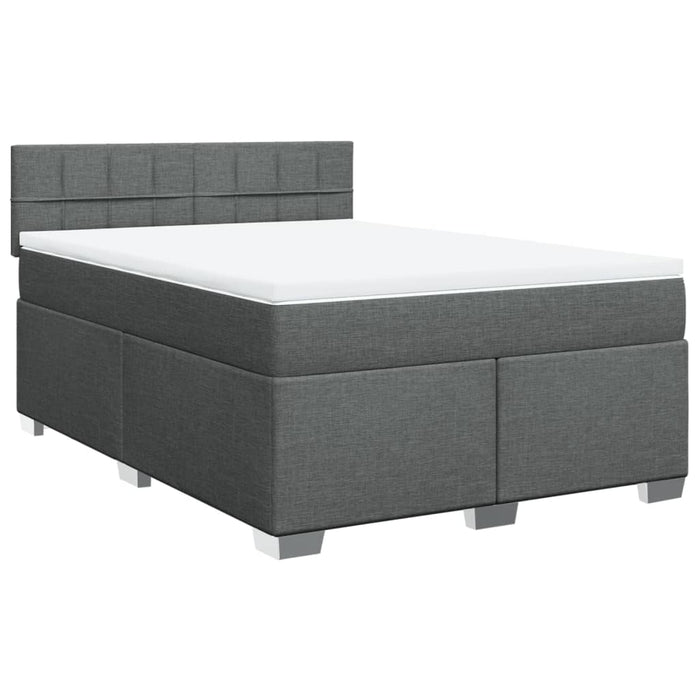 Pat box spring cu saltea, gri închis, 140x200 cm, textil - WALTI WALTI
