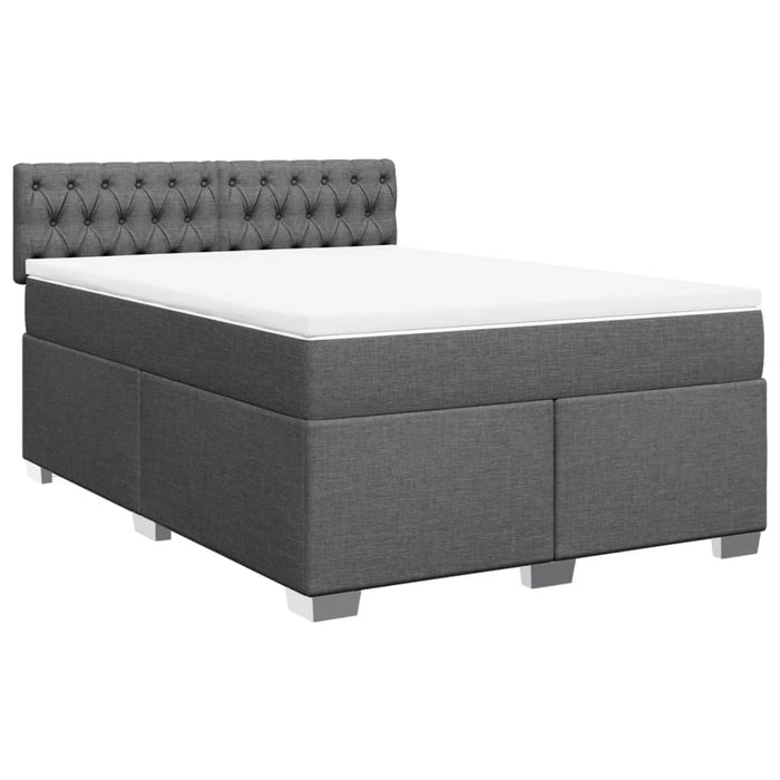 Pat box spring cu saltea, gri închis, 140x200 cm, textil - WALTI WALTI