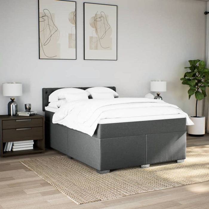 Pat box spring cu saltea, gri închis, 140x200 cm, textil - WALTI WALTI