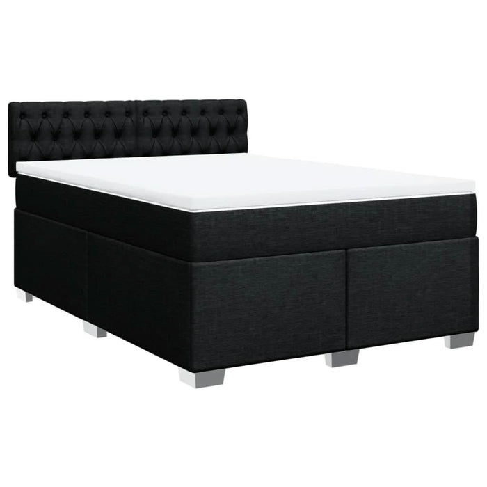 Pat box spring cu saltea, negru, 140x200 cm, textil - WALTI WALTI