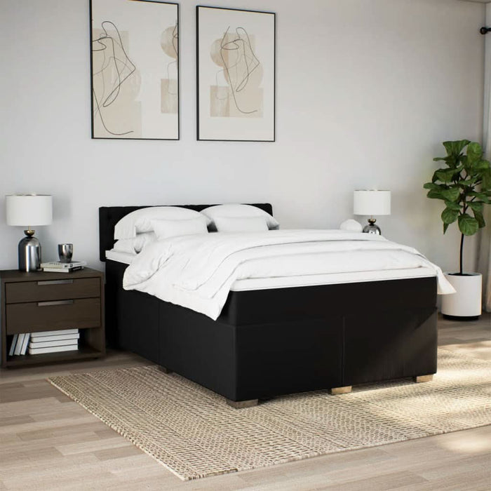 Pat box spring cu saltea, negru, 140x200 cm, textil - WALTI WALTI