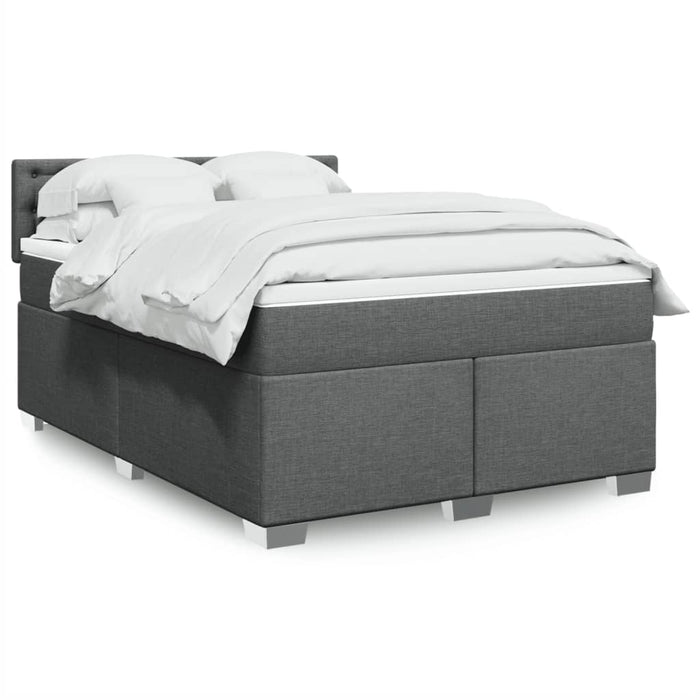 Pat box spring cu saltea, gri închis, 140x200 cm, textil - WALTI WALTI