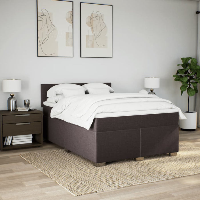 Pat box spring cu saltea, maro închis, 160x200 cm, textil - WALTI WALTI