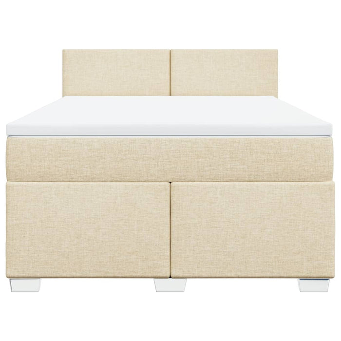 Pat box spring cu saltea, crem, 160x200 cm, material textil - WALTI WALTI