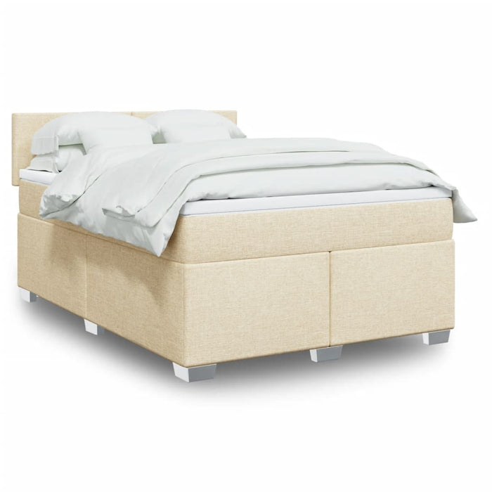 Pat box spring cu saltea, crem, 160x200 cm, material textil - WALTI WALTI