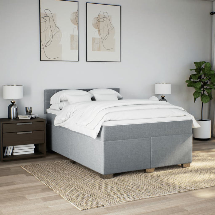 Pat continental cu saltea, gri deschis, 160x200 cm, textil - WALTI WALTI
