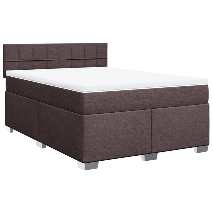Pat box spring cu saltea, maro închis, 160x200 cm, textil WALTI