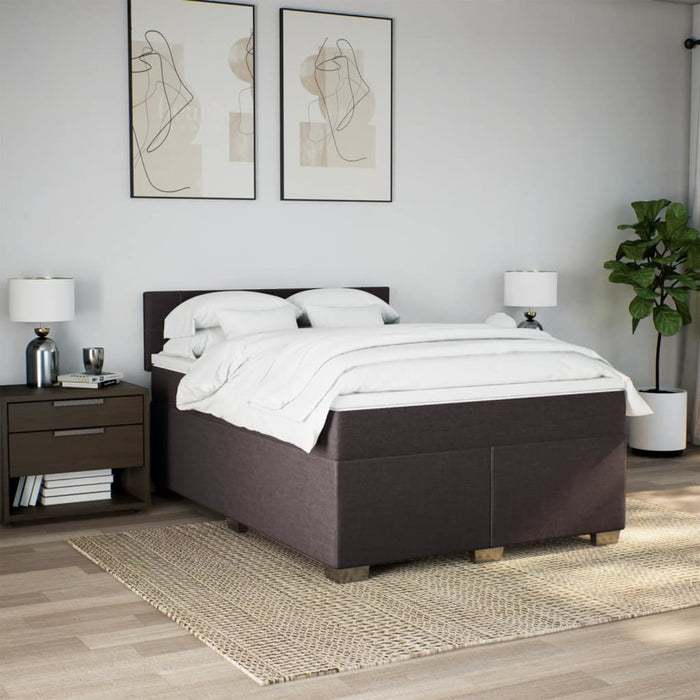 Pat box spring cu saltea, maro închis, 160x200 cm, textil WALTI