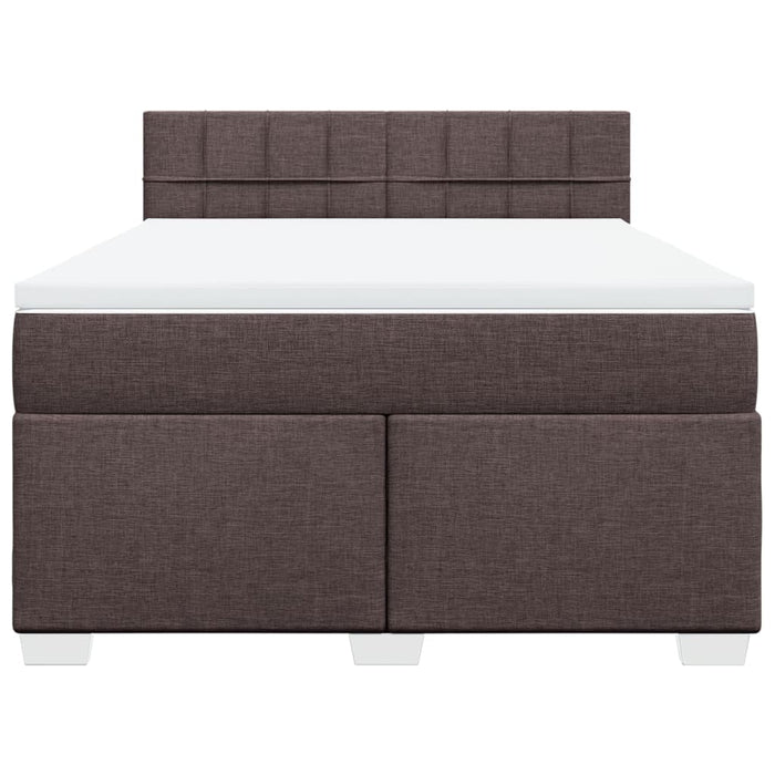 Pat box spring cu saltea, maro închis, 160x200 cm, textil WALTI