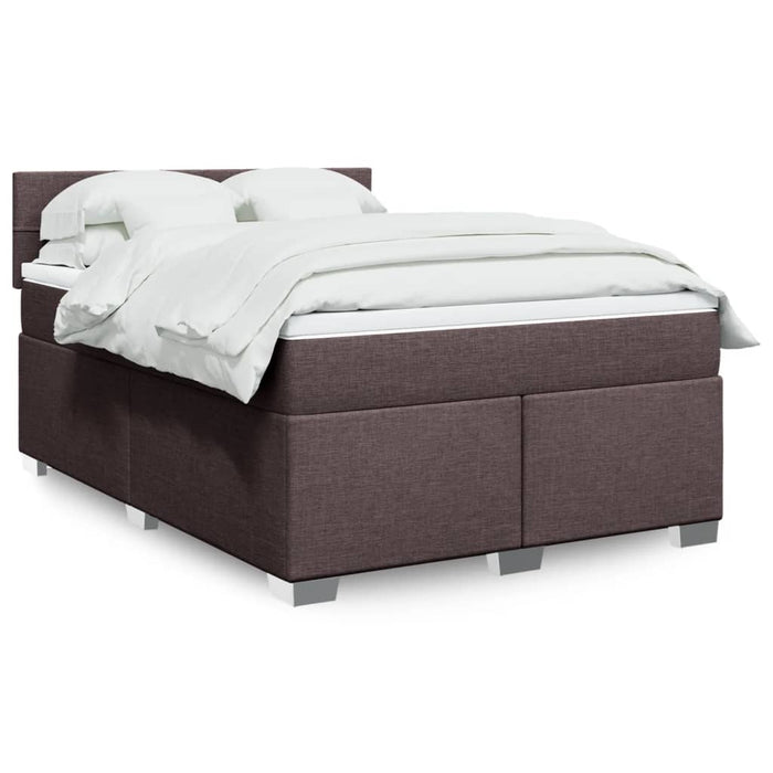 Pat box spring cu saltea, maro închis, 160x200 cm, textil WALTI
