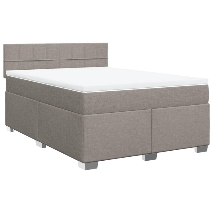 Pat box spring cu saltea, gri taupe, 160x200 cm material textil - WALTI WALTI