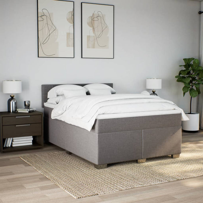Pat box spring cu saltea, gri taupe, 160x200 cm material textil - WALTI WALTI