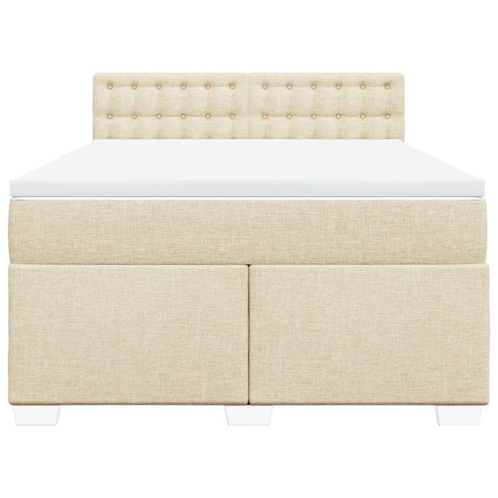 Pat box spring cu saltea, crem, 160x200 cm, material textil - WALTI WALTI