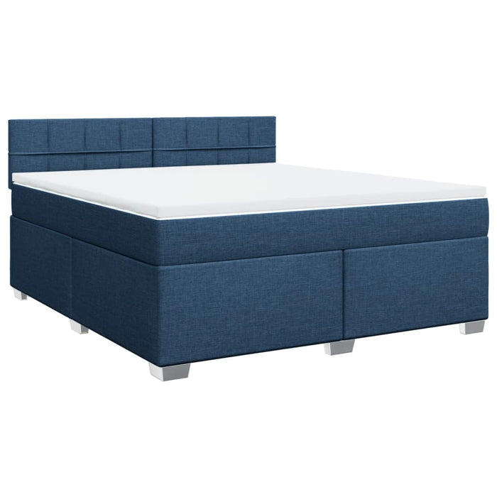 Pat box spring cu saltea, albastru, 180x200 cm, material textil - WALTI WALTI