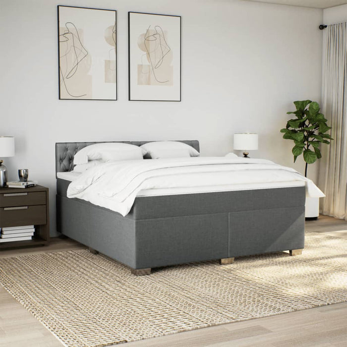 Pat box spring cu saltea, gri închis, 180x200 cm, textil - WALTI WALTI
