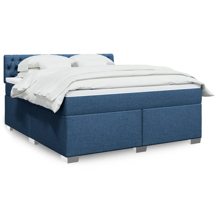 Pat box spring cu saltea, albastru, 180x200 cm, material textil - WALTI WALTI