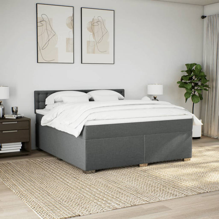 Pat box spring cu saltea, gri închis, 180x200 cm, textil - WALTI WALTI