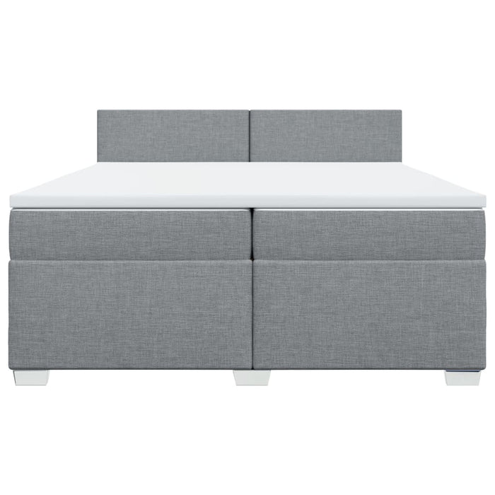 Pat box spring cu saltea, gri deschis, 200x200 cm, textil - WALTI WALTI