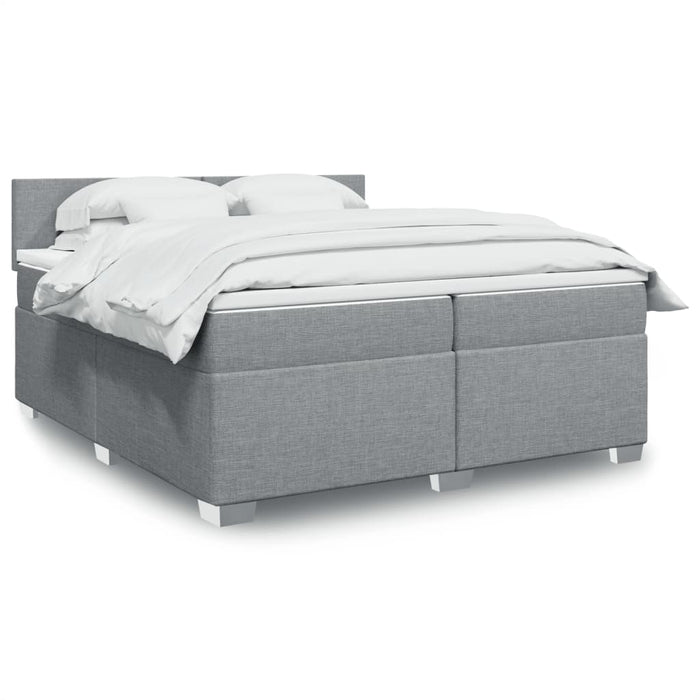 Pat box spring cu saltea, gri deschis, 200x200 cm, textil - WALTI WALTI