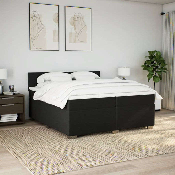 Pat box spring cu saltea, negru, 200x200 cm, textil - WALTI WALTI