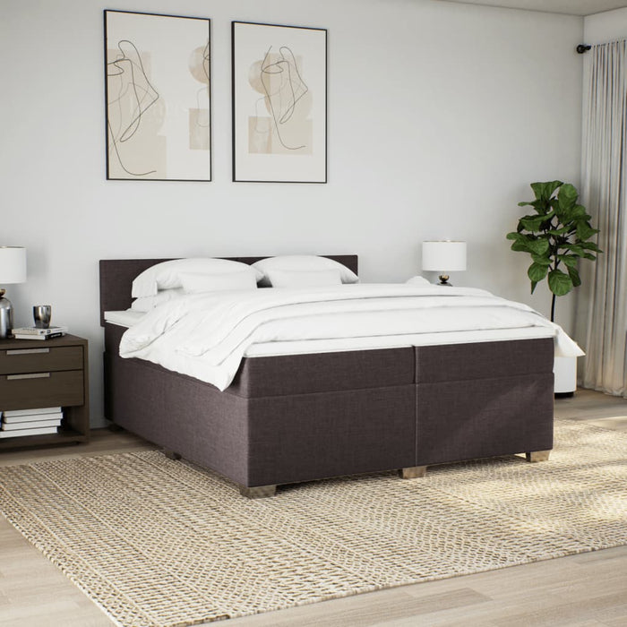 Pat box spring cu saltea, maro închis, 200x200 cm, textil - WALTI WALTI