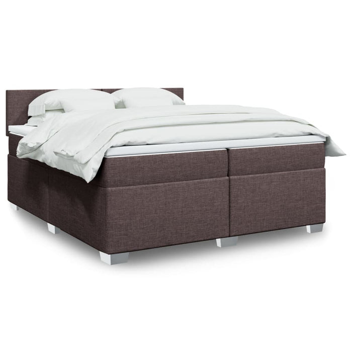 Pat box spring cu saltea, maro închis, 200x200 cm, textil - WALTI WALTI