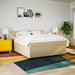 Pat box spring cu saltea, crem, 200x200 cm, textil - WALTI WALTI