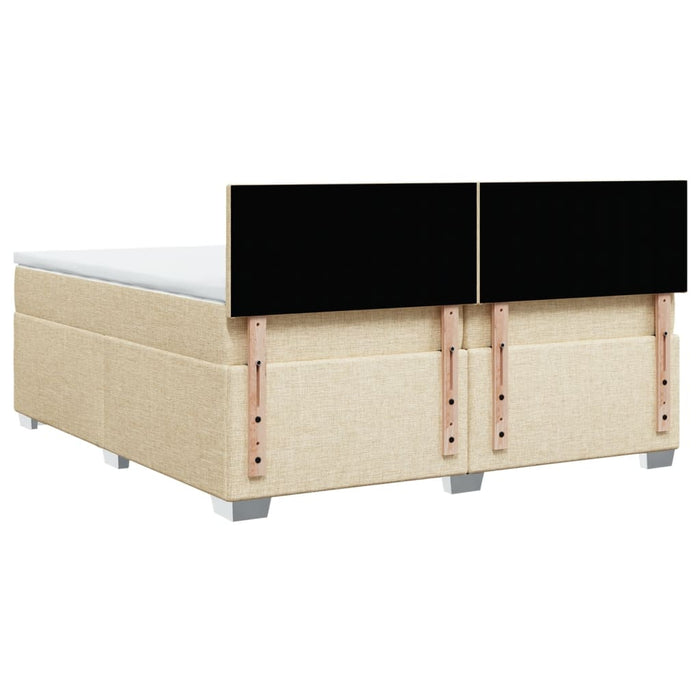 Pat box spring cu saltea, crem, 200x200 cm, textil - WALTI WALTI