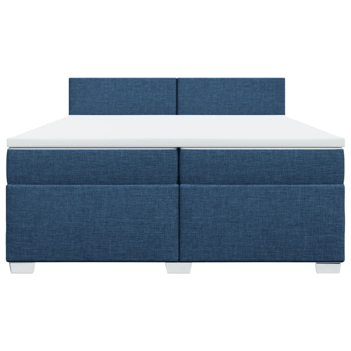 Pat box spring cu saltea, albastru, 200x200 cm, textil - WALTI WALTI